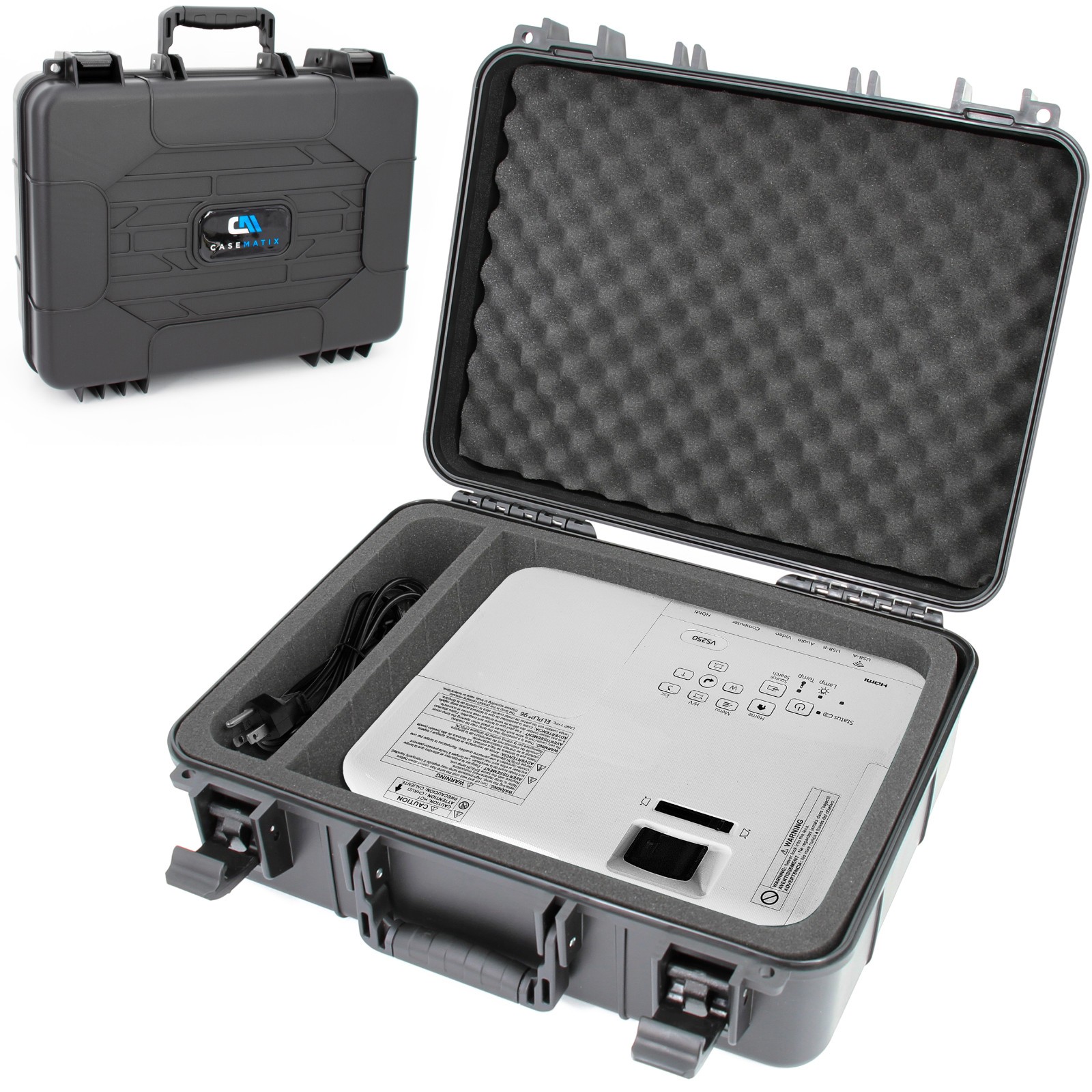 Casematix Hard Shell Projector Travel Case – Fits Epson VS250, VS350, Projectors