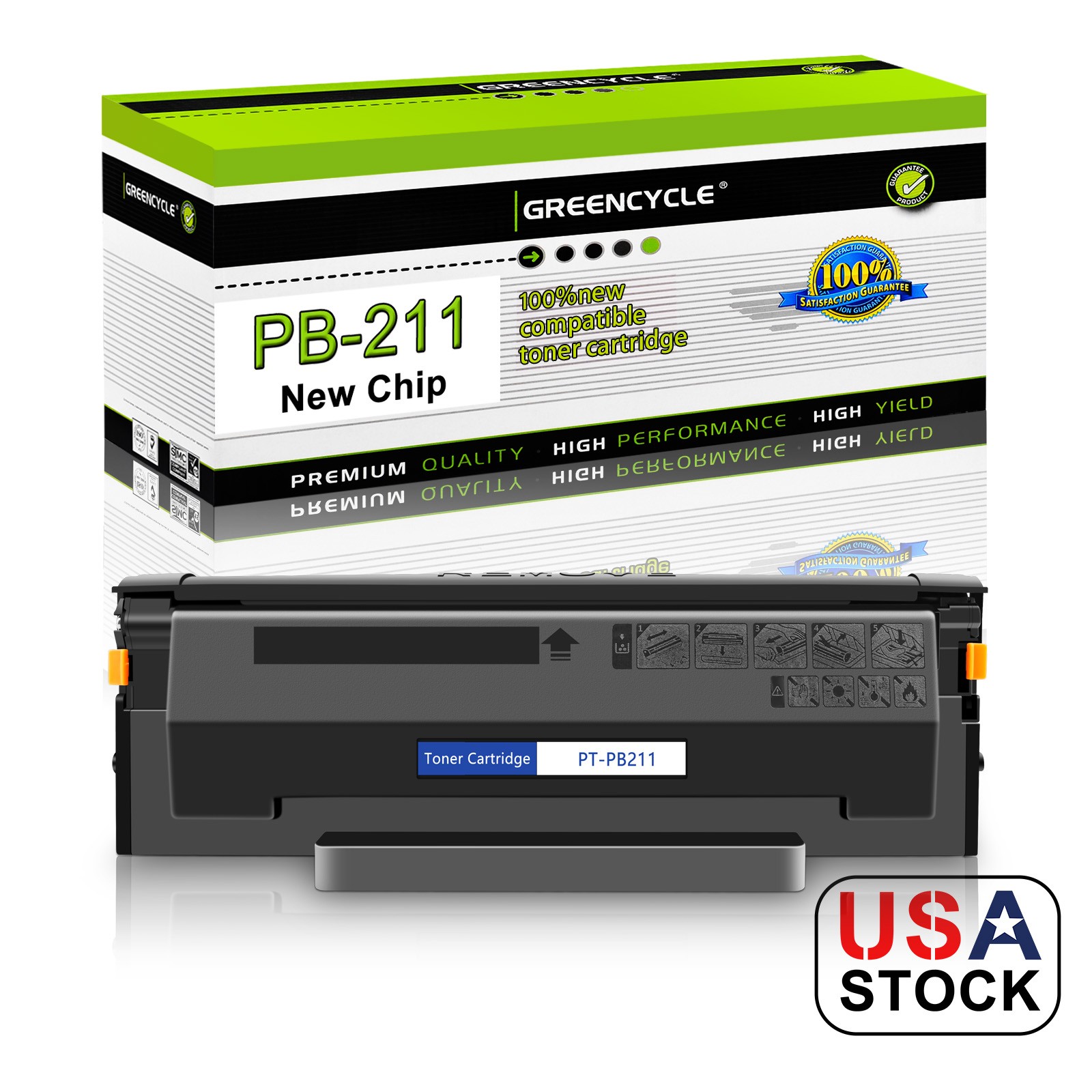 1PK Black PB-211 Toner Cartridge with Chip Fit for Pantum M6552NW M6600 M6600W