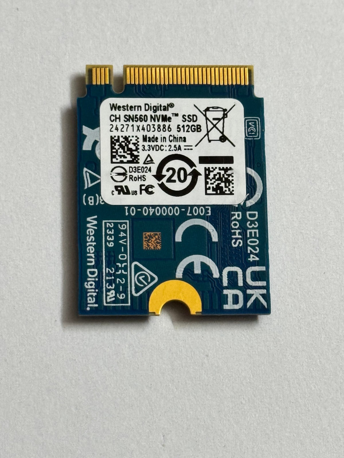 WD CH SN560 512GB M.2 2230 SSD NVMe PCIe 4 x 2 For Xbox Series X Expansion Card