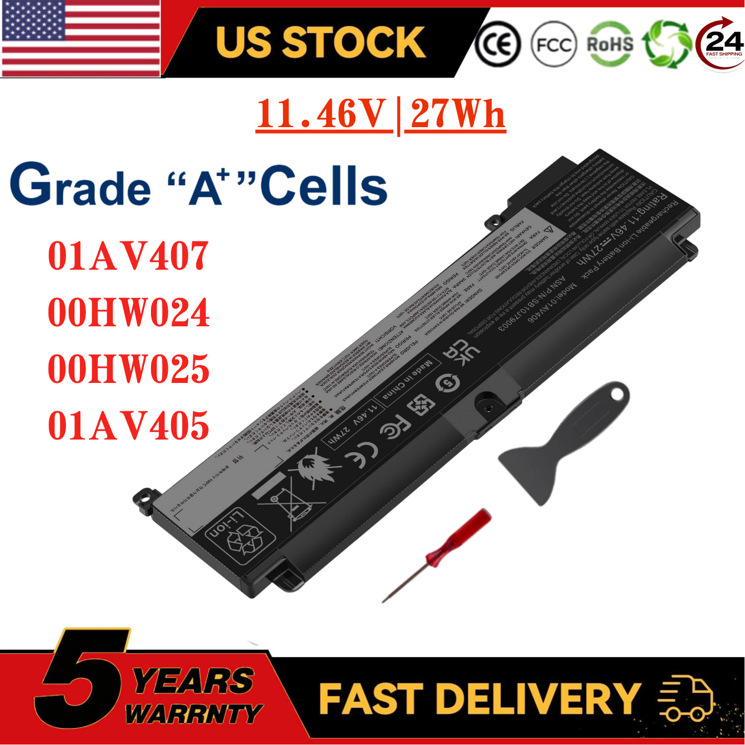 Battery for Lenovo ThinkPad T460s T470s 01AV406 01AV407 00HW024 00HW025 01AV405