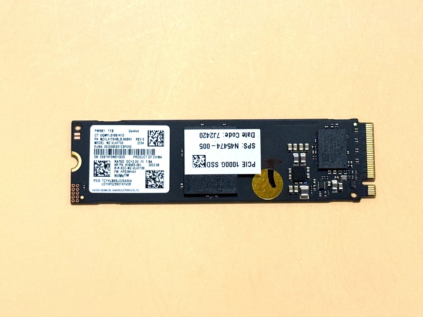 1TB SSD - Samsung PM9B1 MZ-VL41T00 2280 NVMe PCIe Gen4x4 HP N45474-005 - 19987