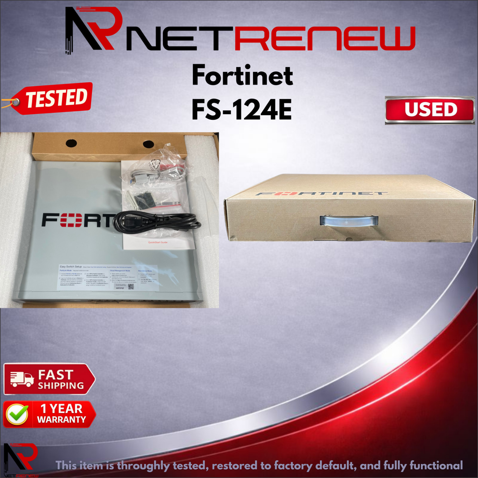 Fortinet FortiSwitch FS-124E  Managed Switch 24 Port