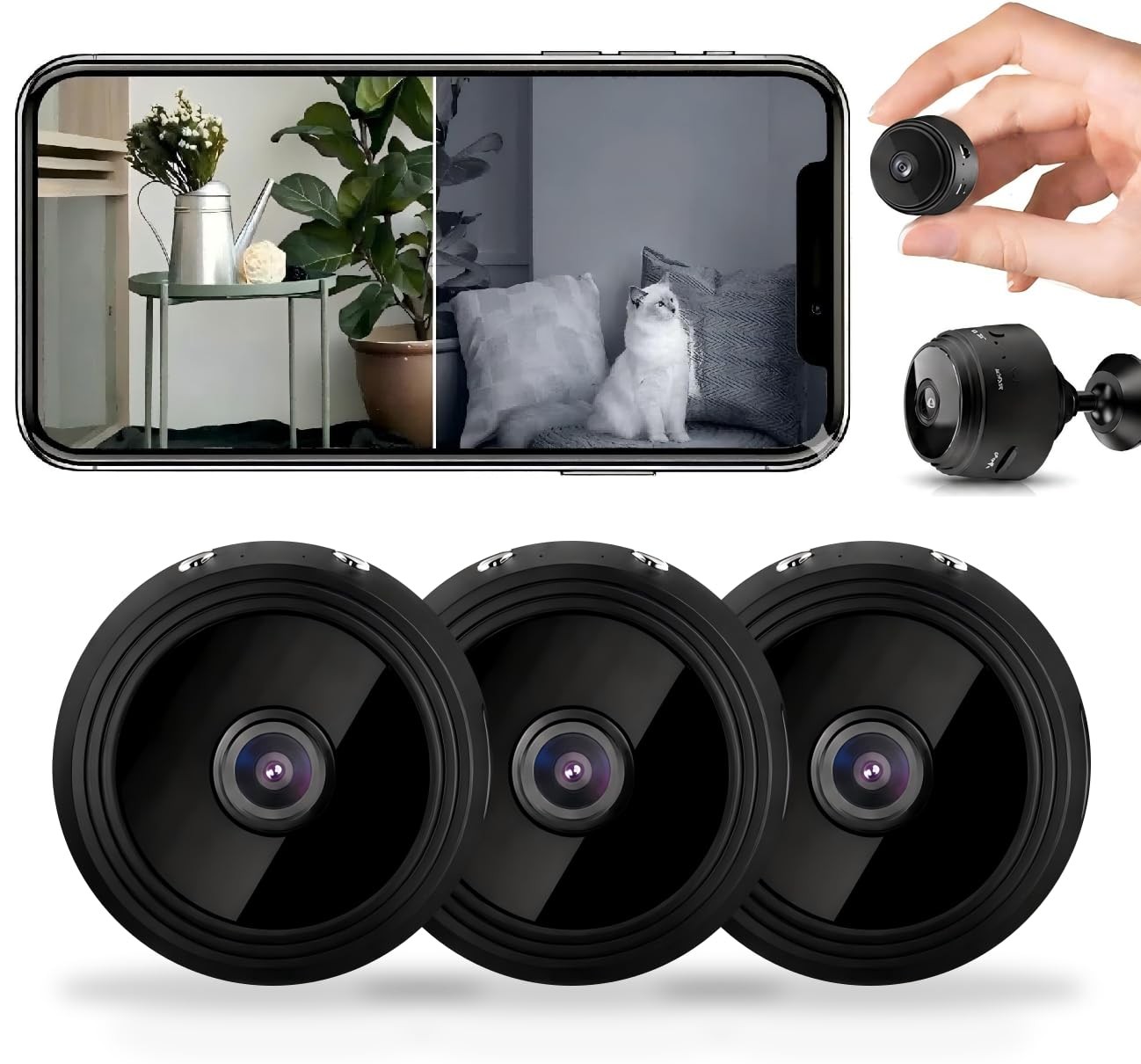 6 Pack 1080P Mini WiFi Security Cameras Indoor Outdoor Night Vision Tiny Home