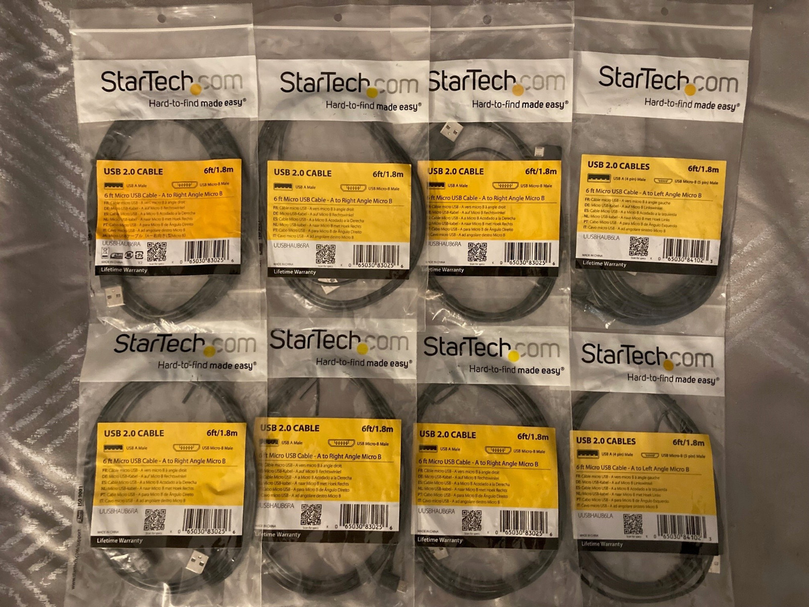LOT Of 8 - NEW StarTech UUSBHAUB6RA 6ft Micro 2.0 USB Cable A Male-Micro B Male