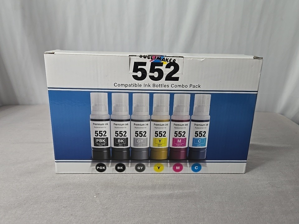 Sublimaker Ecotank 552 6-Pack Ink Photo Black Black Cyan Magenta Yellow Grey 