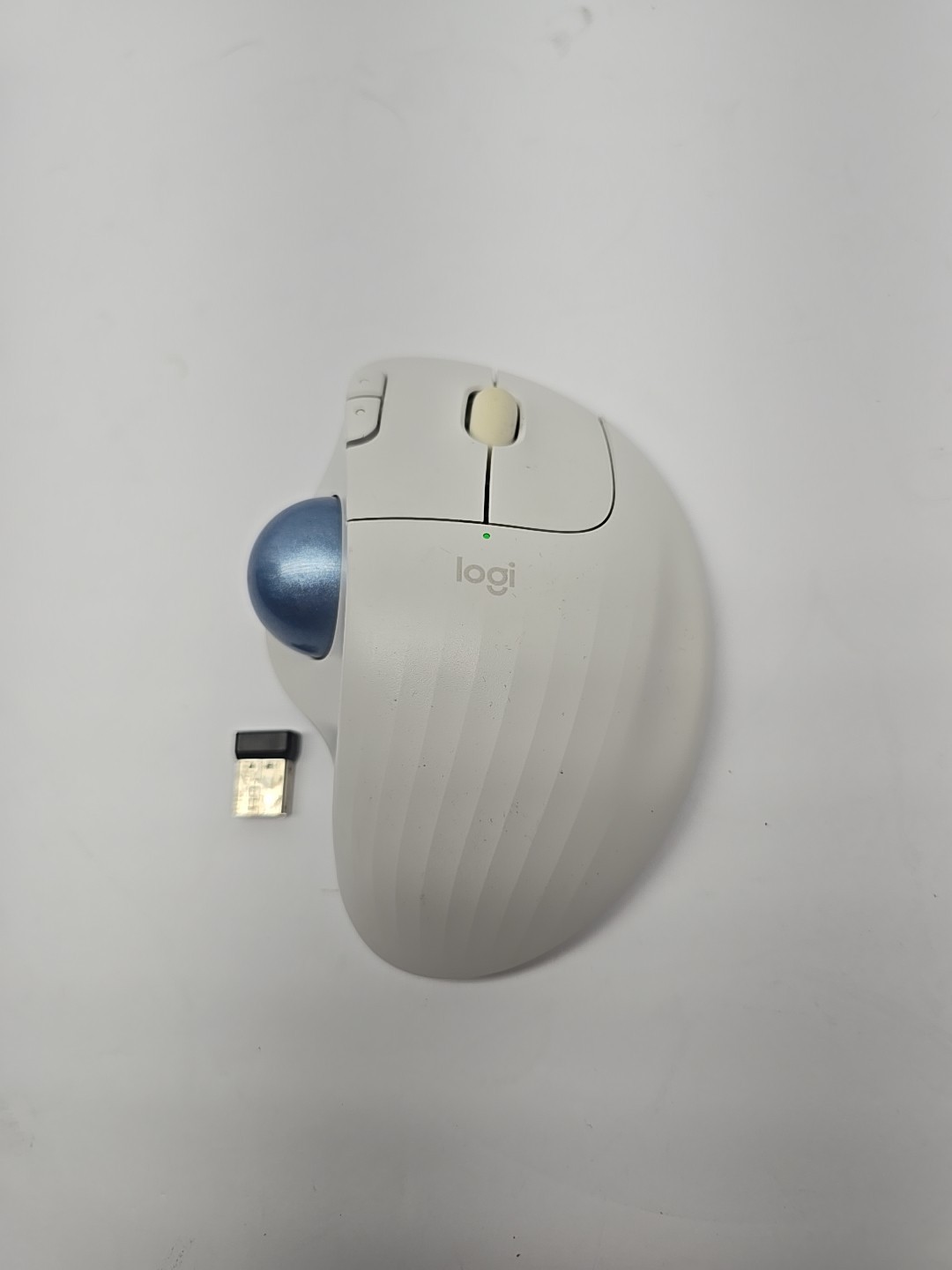 Logi White TR0006 Trackball Mouse Ergonomic Used Tested Working