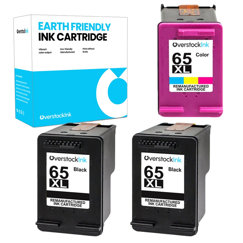 3PK 65 XL 65XL Printer Ink Cartridge fits HP AMP 120, HP DeskJet 2632, ENVY 5014