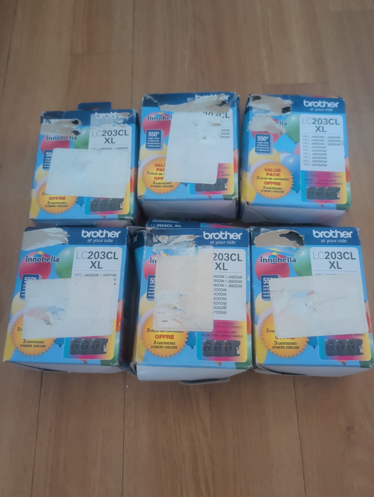 6 BROTHER LC203CL XL COLOR INK CARTRIDGES 6 MAGENTA 6 CYAN 6 YELLOW EXP. 01/25