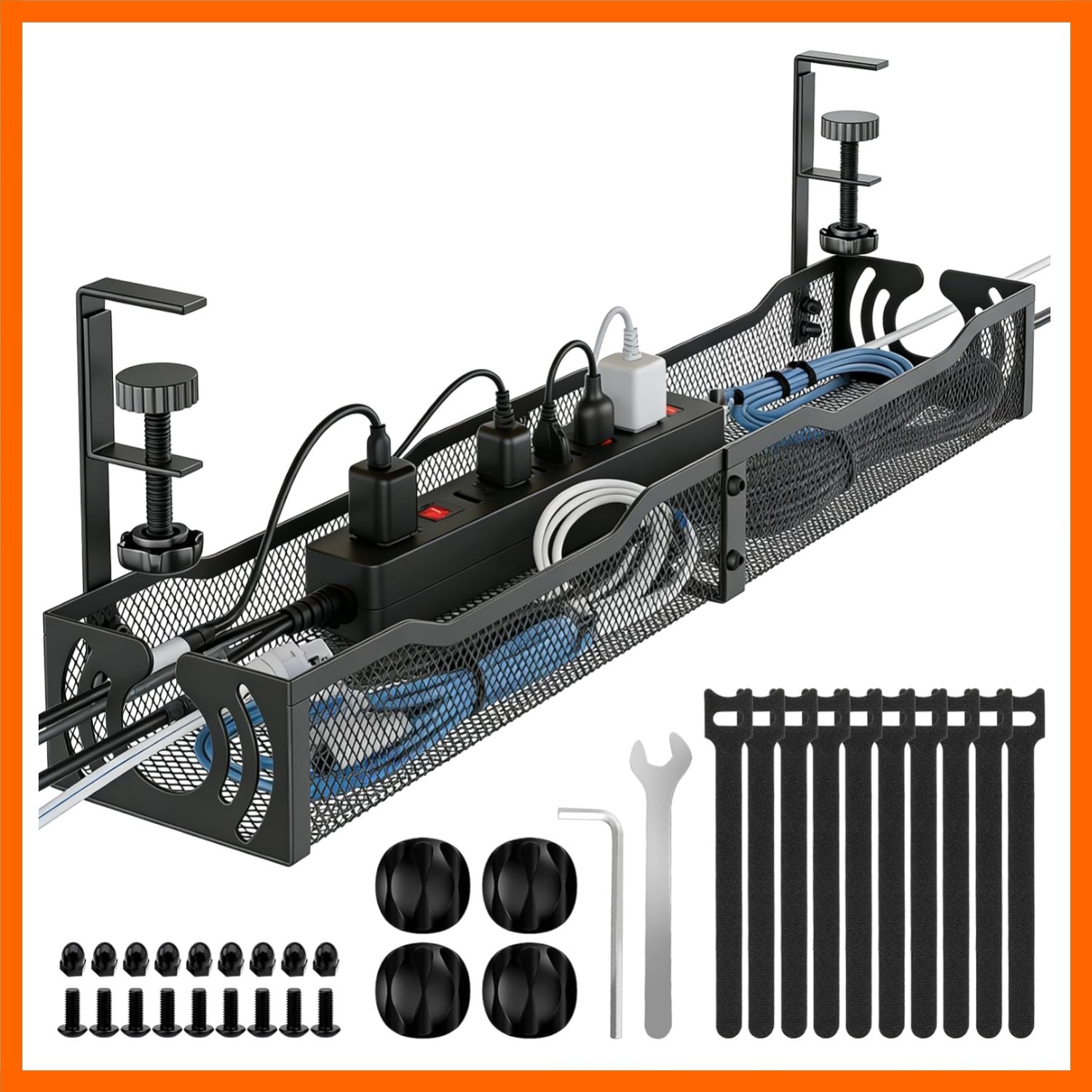 25.3'' No-Drill Under Desk Cable Management Tray - Stylish and Safe Organizer