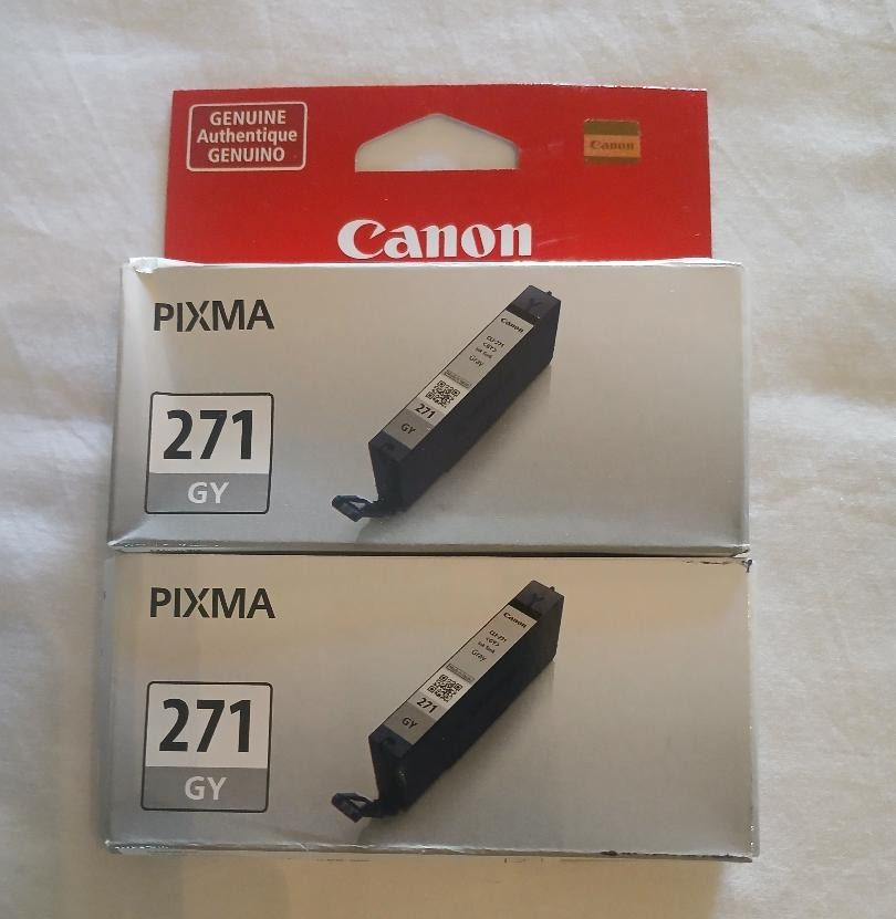 2X Canon PIXMA 271 CLI-271 Gray Gy Ink Tank Printer Print Cartridge Genuine NEW