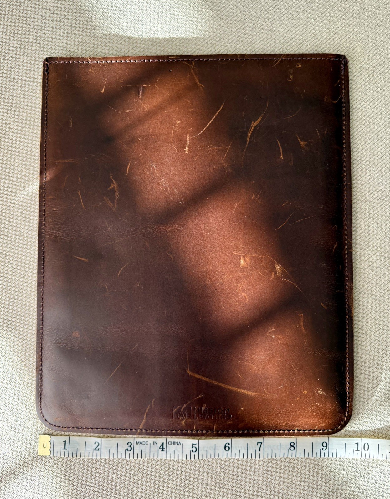 Mission Leather Brown Genuine Leather Laptop Tablet Sleeve Case Initial ABG $124