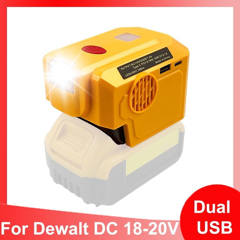 For Dewalt Battery Power Inverter DC 18-20V to AC 110/220V Dual USB Power Supply