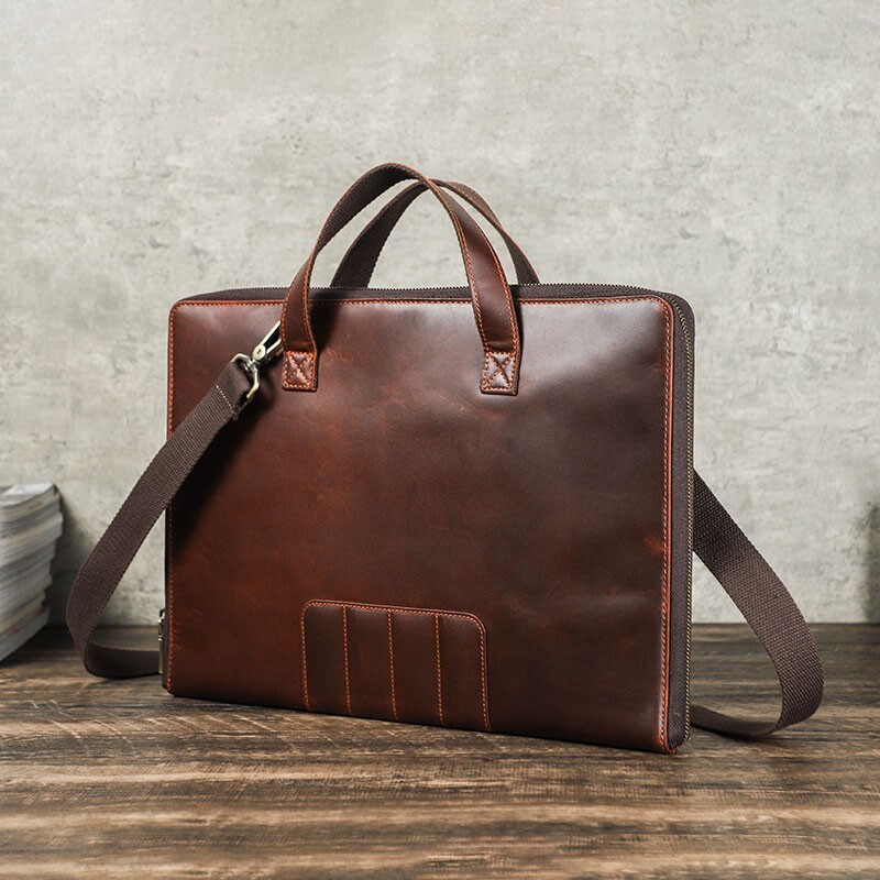 Vintage Genuine Leather Laptop Shoulder Briefcase Bag for MacBook Pro/ Air 15"