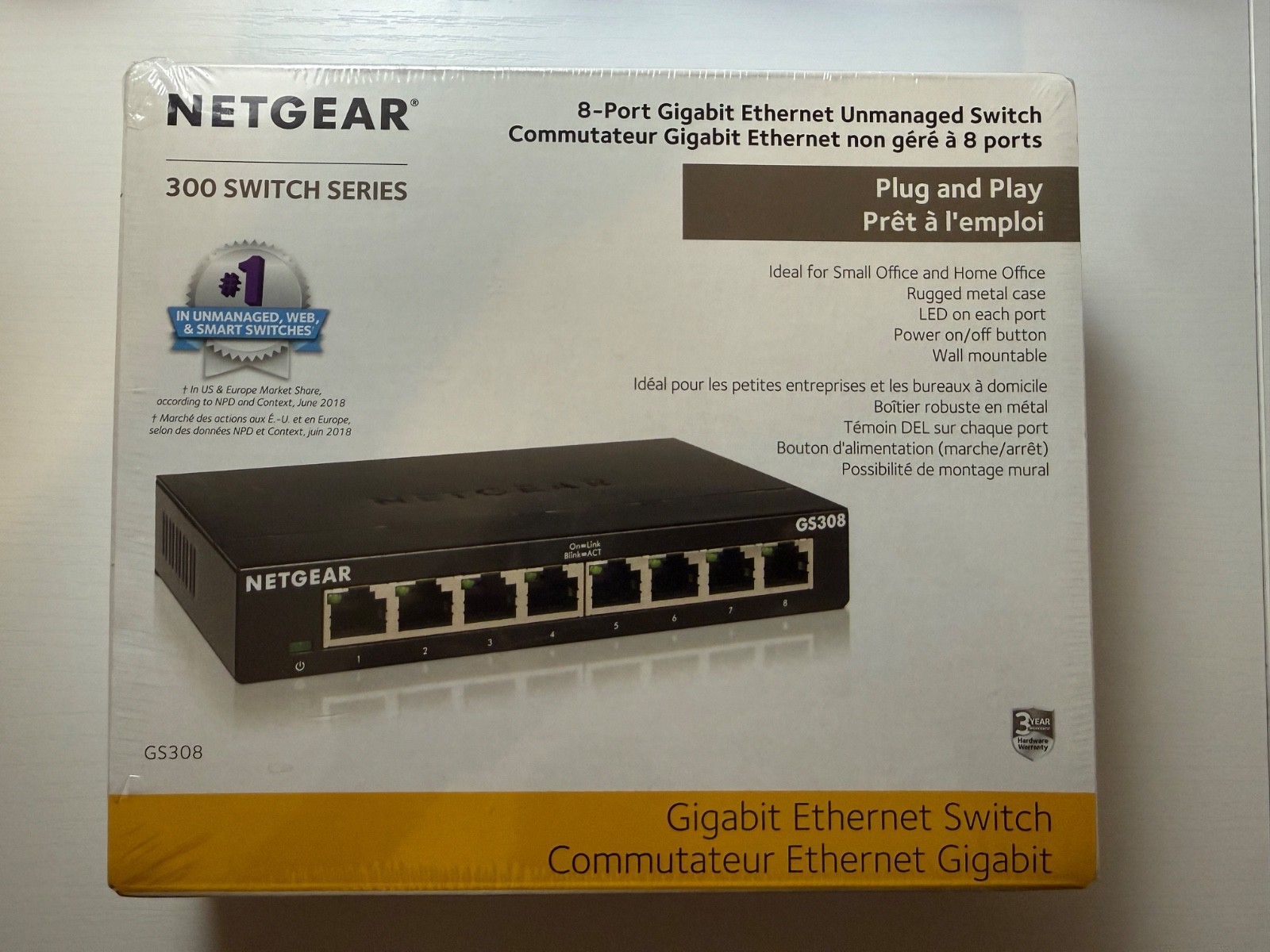 NEW NETGEAR GS308-300PAS 8-Port Gigabit Ethernet Unmanaged Switch 300 Series