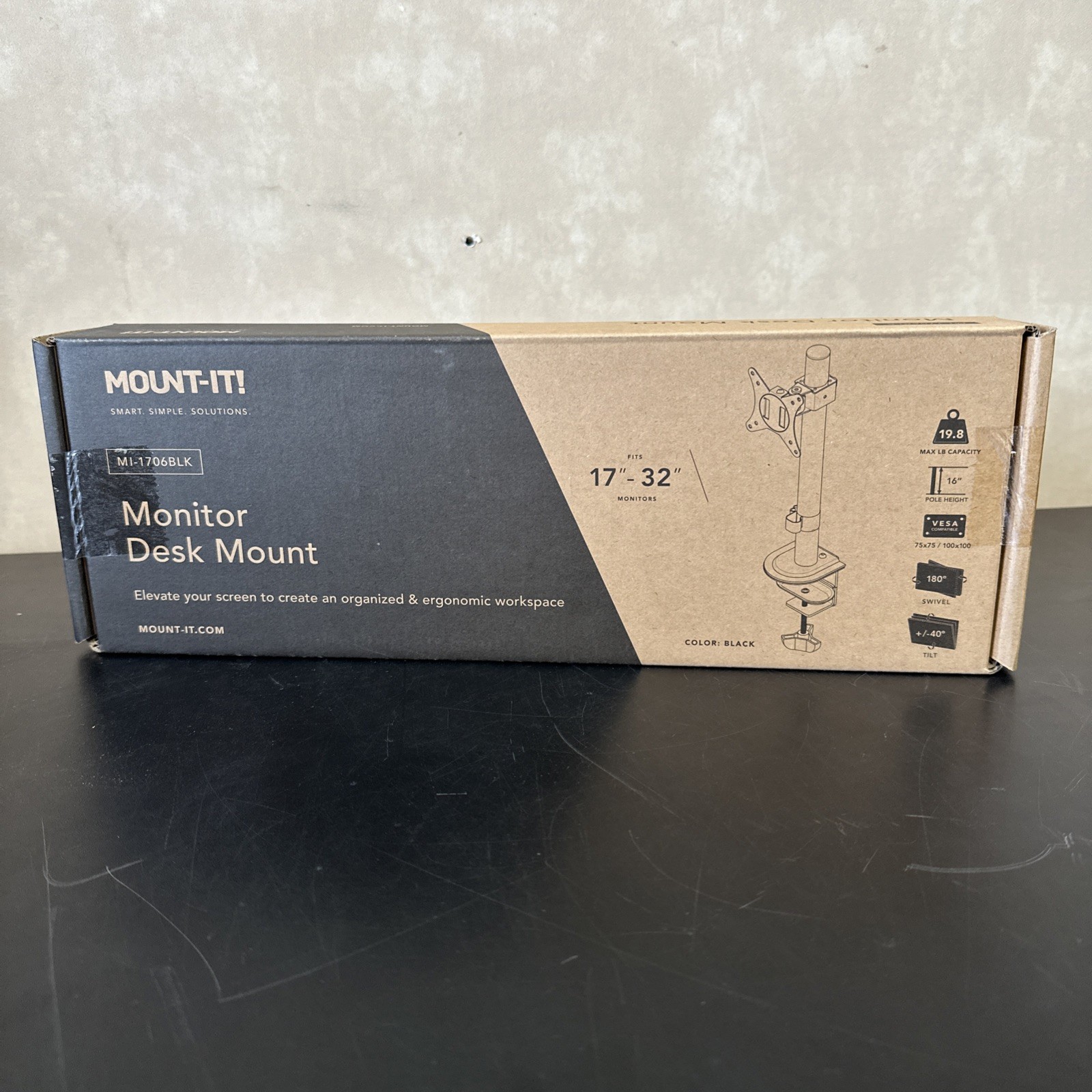 Mount-It Single Monitor Desk Mount – Computer Screen Stand MI-1706BLK
