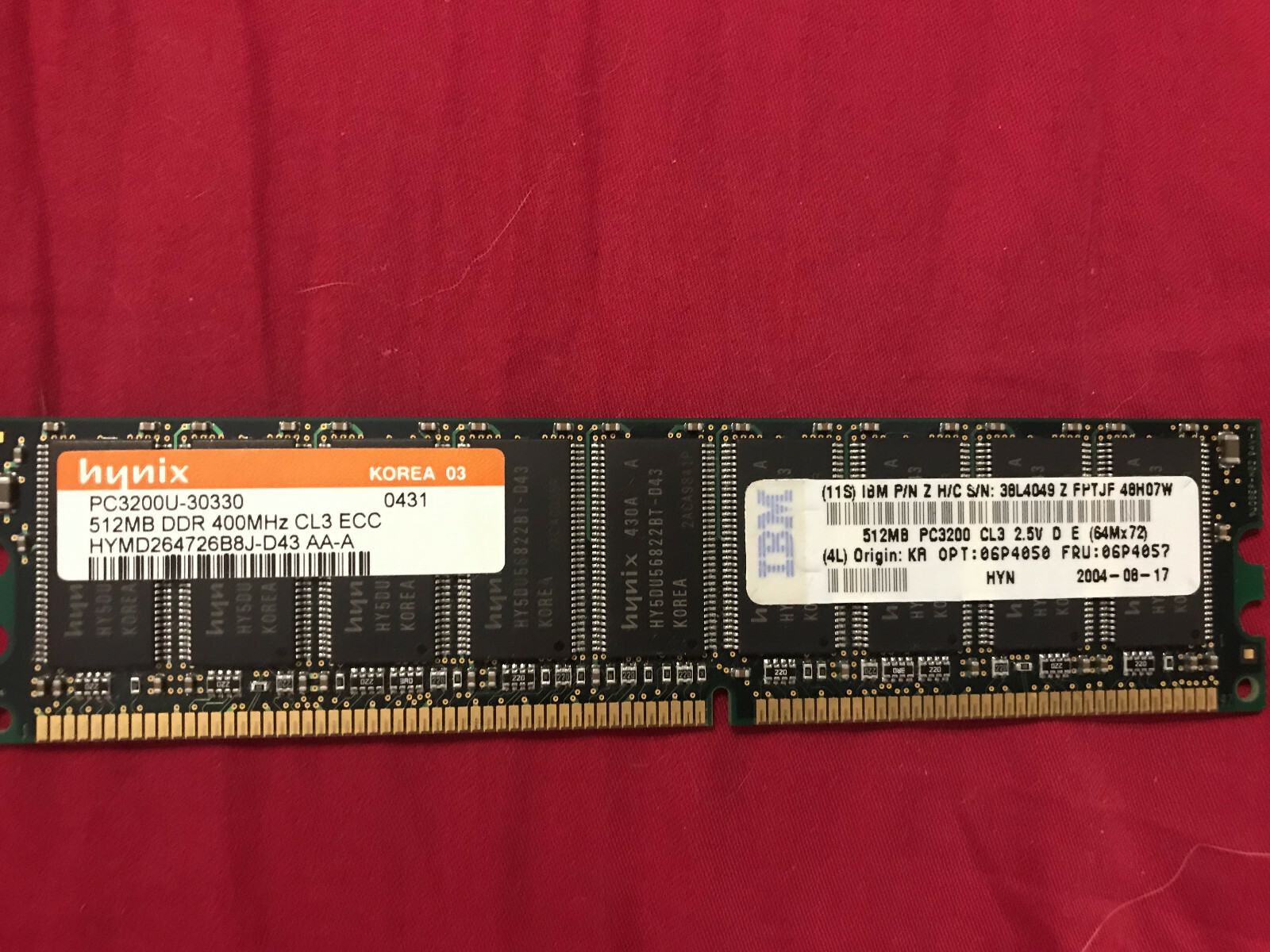 HYMD264726B8J-D43 AA-A  512MB  DDR PC3200 184PIN ECC UNBUFFER 