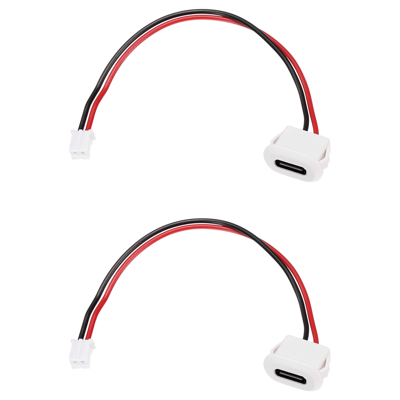 2pcs Type-C 2Pin Wire White Square  USB-C Female Socket to PH2.0