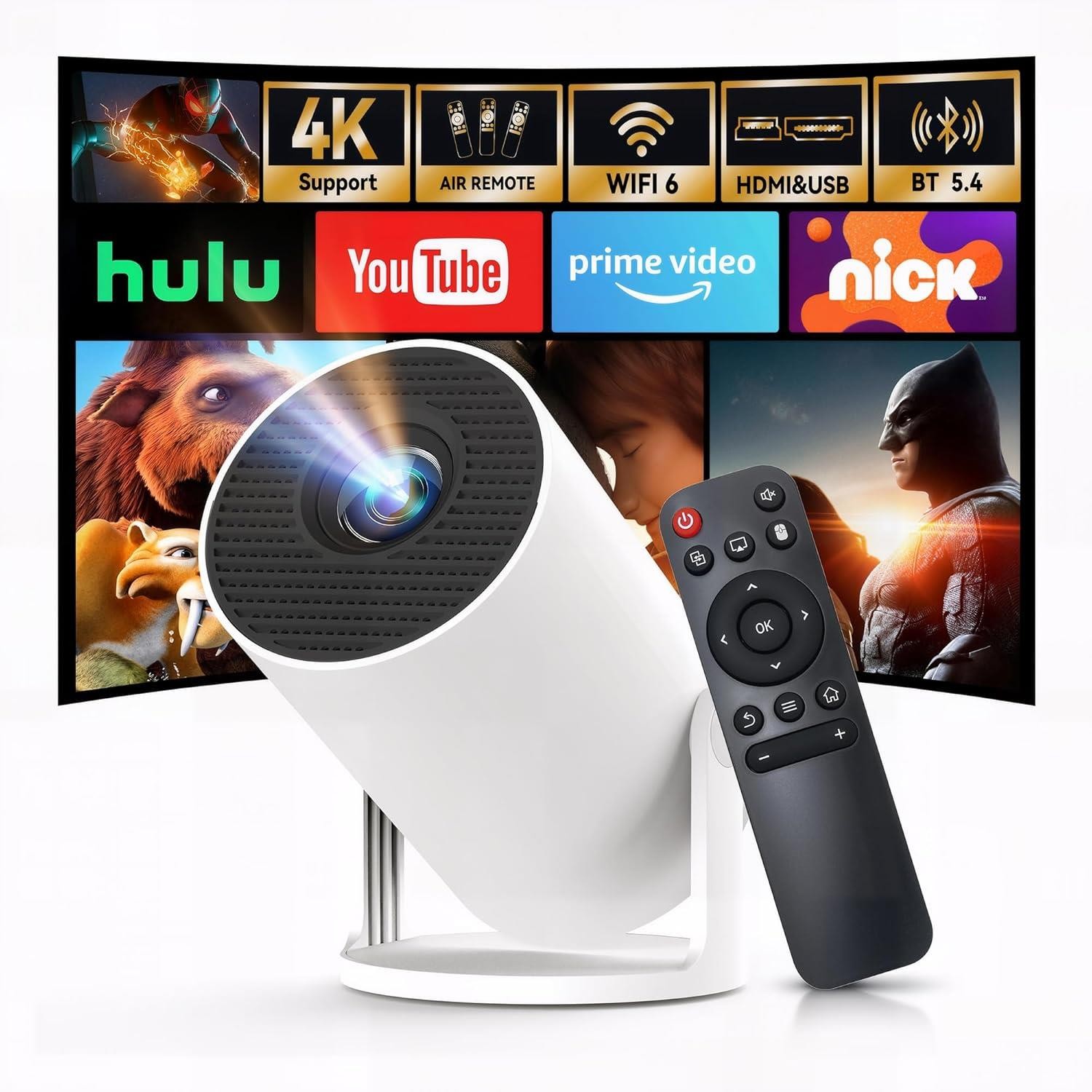 [Built-In Apps & 2026 Upgraded] Mini Projector with Wi-Fi 6 & Bluetooth 5.4, 108