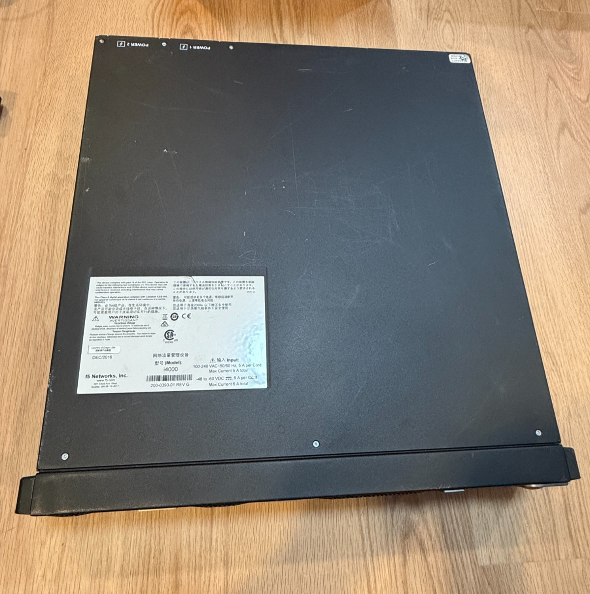 F5 Networks BIG-IP i4000 Series 200-0390-01 Rev G w/ 2xPSU 4GB RAM, No H Drive