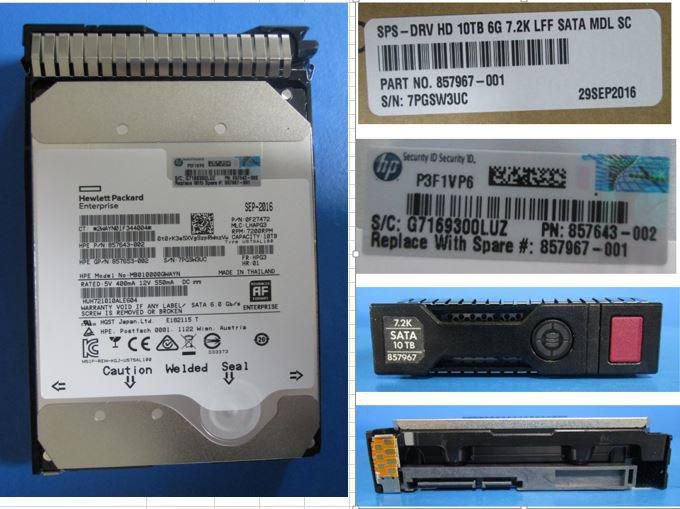 HP 857967-001 857648-B21 HD 10TB 6G 7.2K LFF SATA MDL SC ~E~