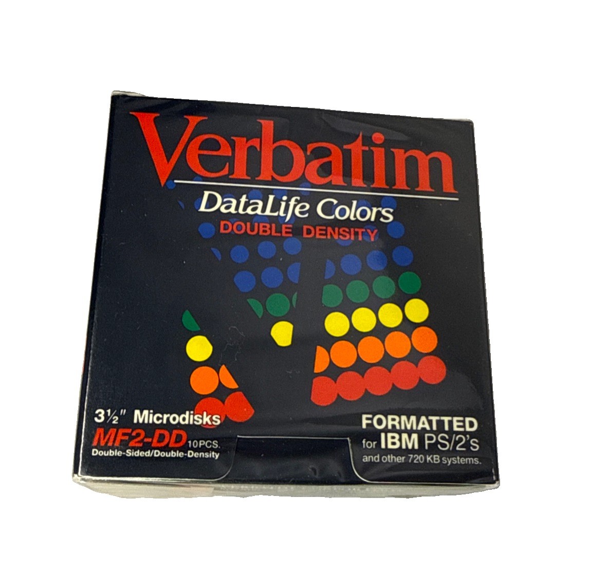 Verbatim Data Life Colors 3.5" 720KB Floppy Disk Double MF2-DD 10pcs NOS Sealed 