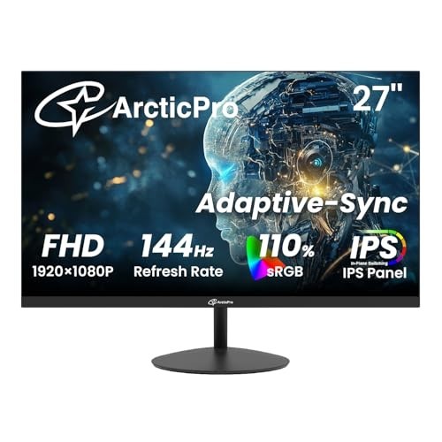 27 Inch Gaming Monitor, 144Hz, FHD 1080p, IPS Display, HDMI/DP/VGA