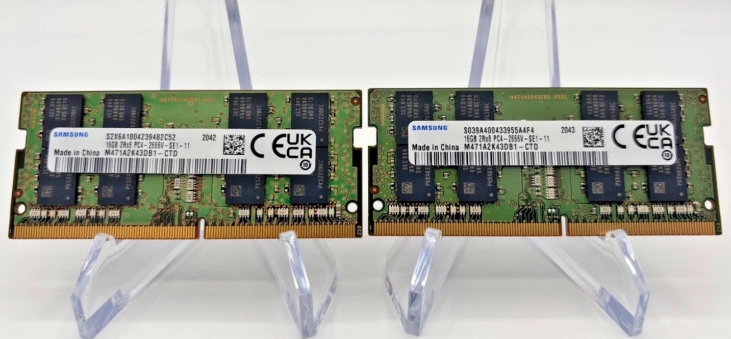 Samsung 32GB Kit (2x16GB) DDR4 2666MHz PC4-21300 Laptop Memory RAM M471A2K43DB1-