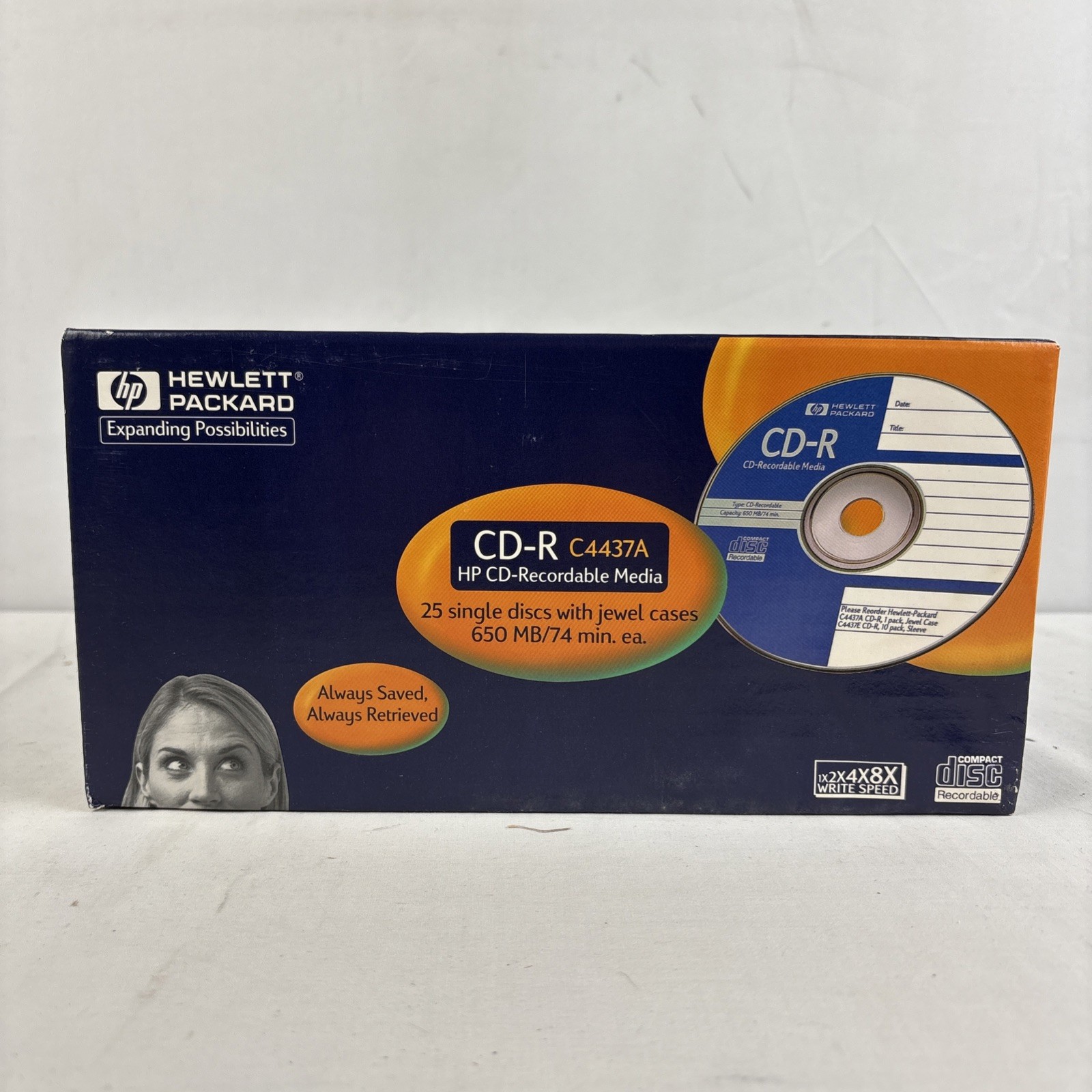 HP CD-R Recordable Blank Media 25 Single Disc With Jewel Cases New In Box Sealed