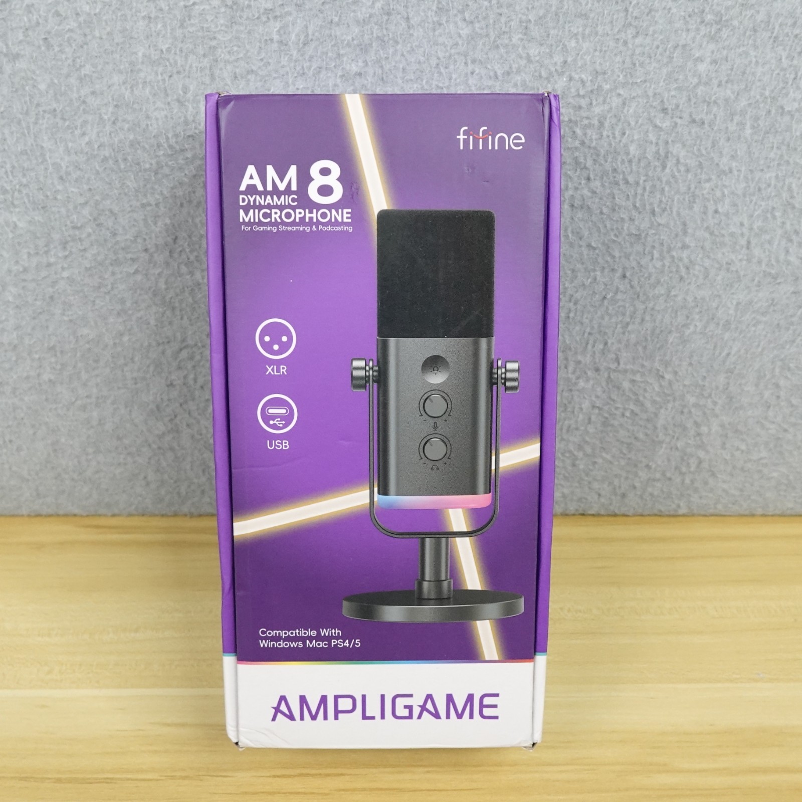 FIFINE AmpliGame AM8 USB/XLR Microphone Mute Switch For Windows Mac PS4 PS5 PINK