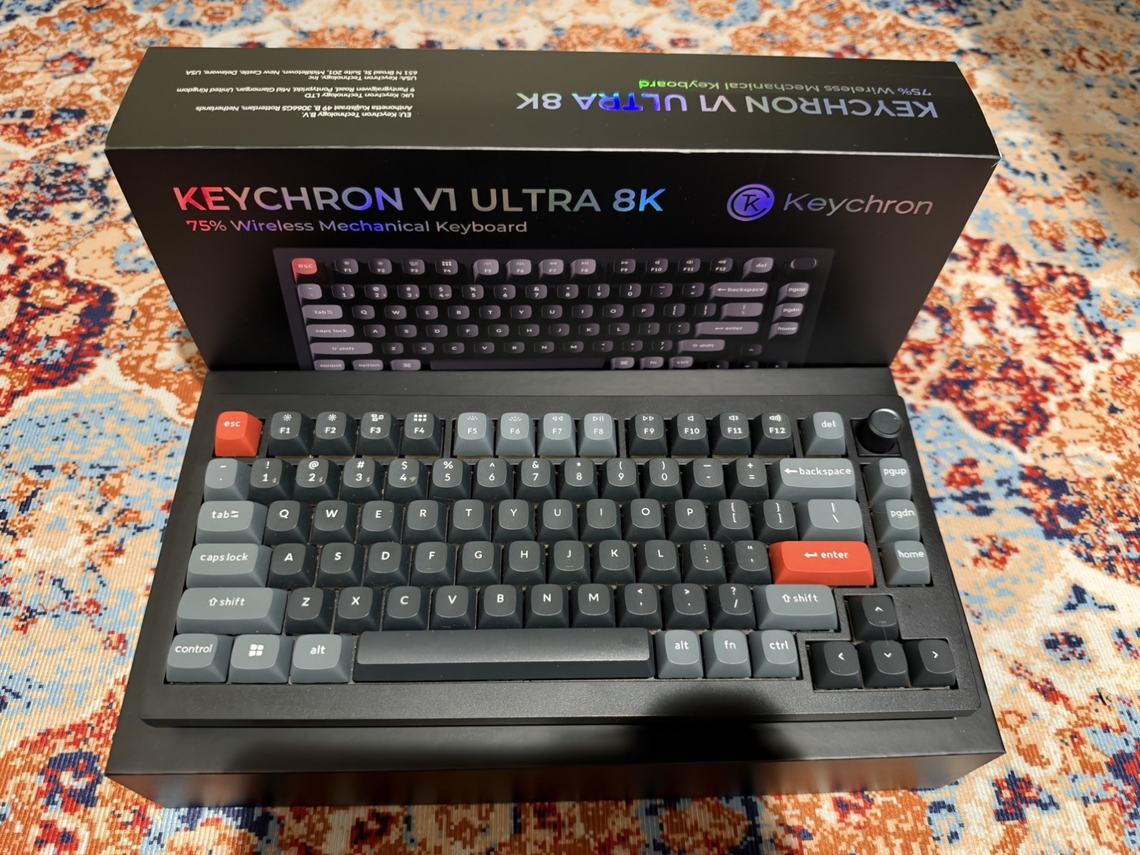Keychron V1 Ultra 8K Wireless Mechanical Keyboard W/RGB Backlit Black Red Linear