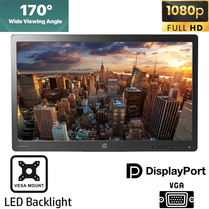 2x HP ProDisplay P232 23" Widescreen FHD Led Monitor VGA DP NO STAND vesa mount