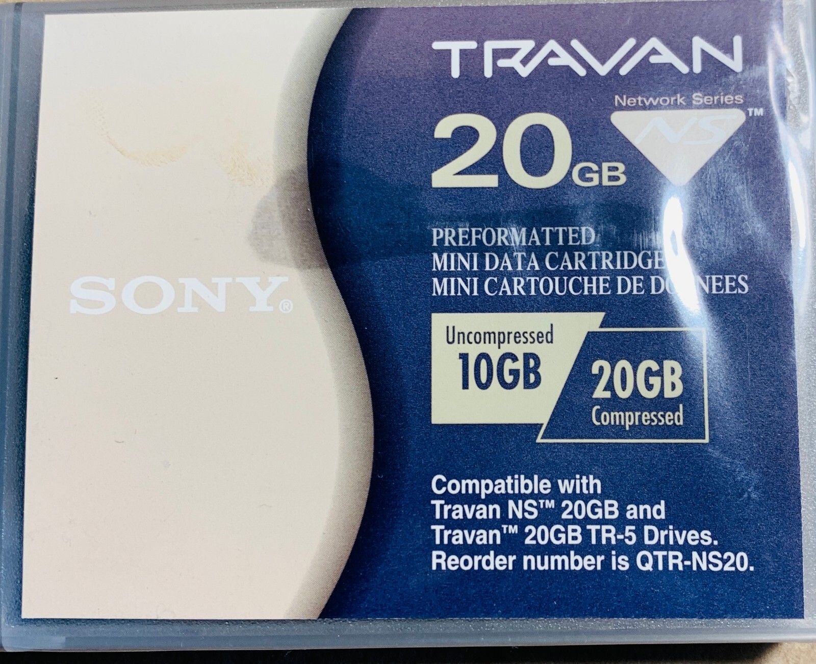 Sony QTR-NS20 - New Sealed Travan 10/20GB NS-Mini Data Cartridge 