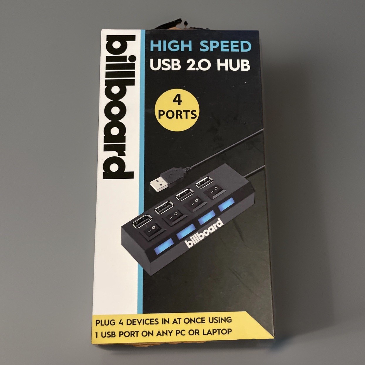 Billboard USB 2.0 High Speed 4-Port Splitter Hub NEW