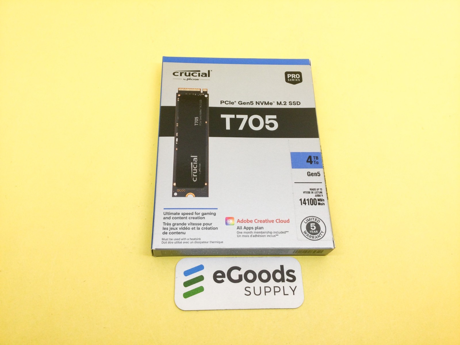 Crucial T705 4TB PCIe Gen5 NVMe M.2 2280 Internal SSD CT4000T705SSD3 New Sealed