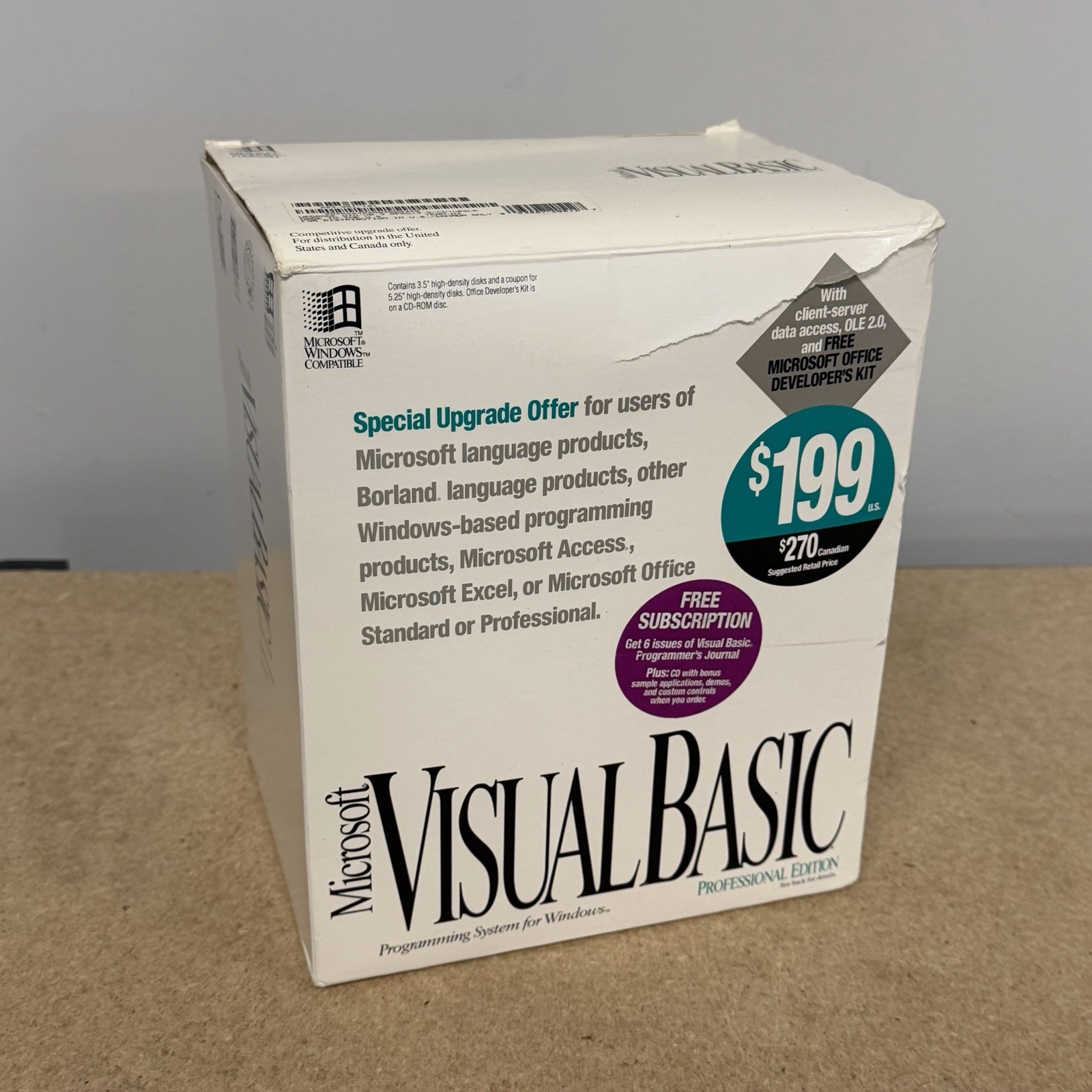 Brand New Microsoft Visual Basic 3.0 Pro (PC/Windows 1994) New Open Box