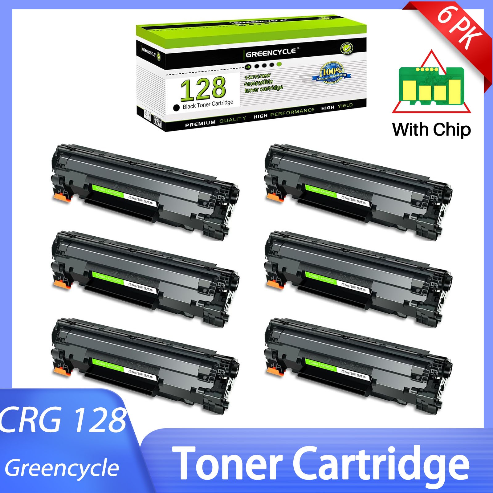 6PK CRG128 Toner Cartridge for Canon 3500B001AA ImageClass LBP6200d LBP6230dn