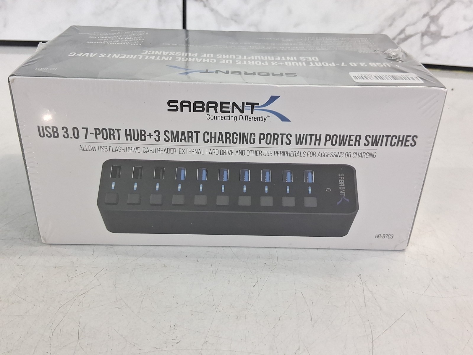 Sabrent HB-B7C3 60W 7 Port USB 3.0 Data Hub Plus 3 Smart Charging Ports