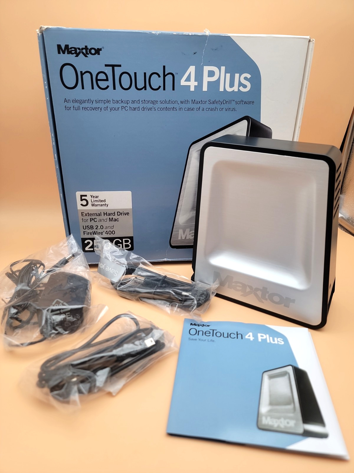 Maxtor OneTouch 4 Plus 250GB External HDD USB 2.0 FireWire Silver/Black