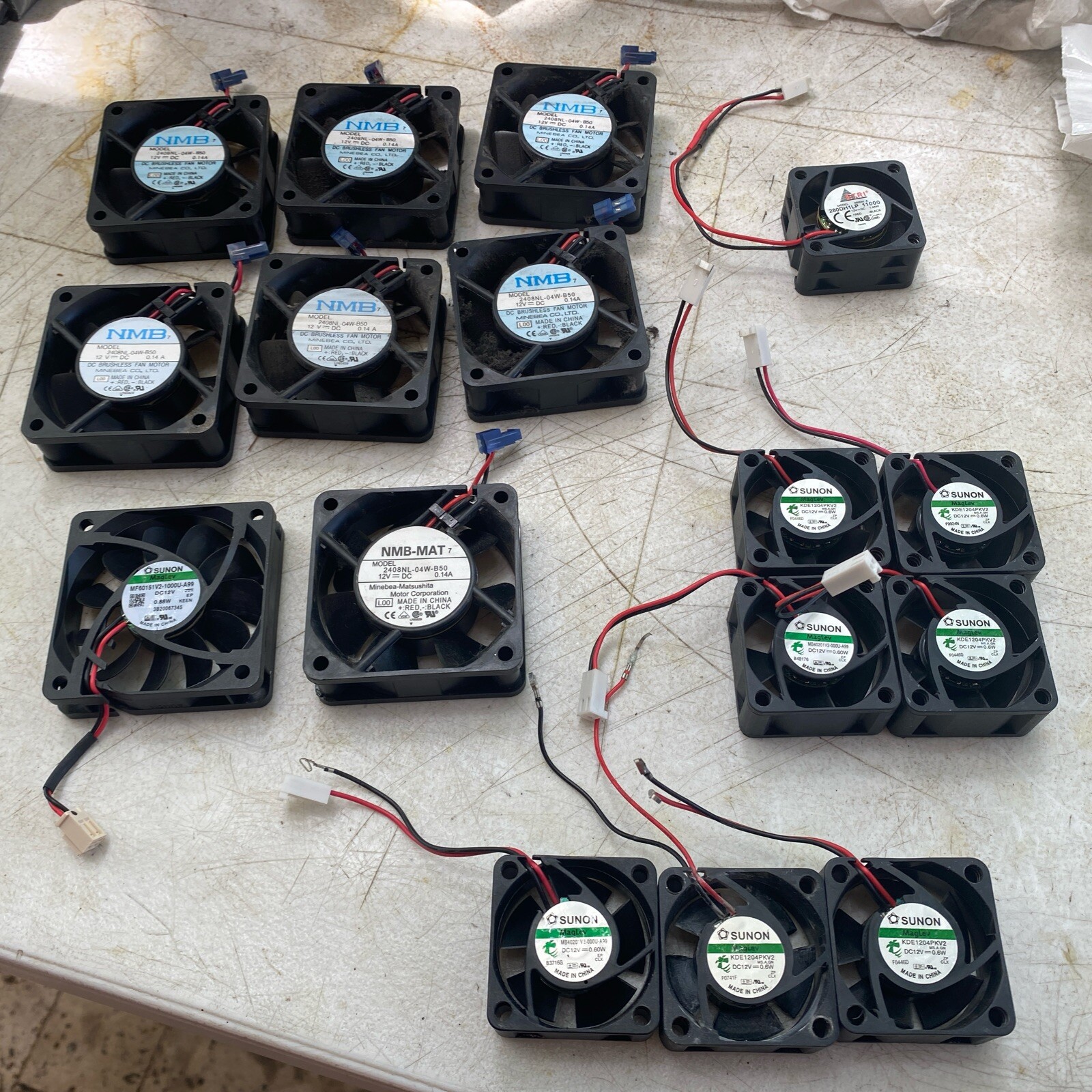 Lot of 16 - SUNON Maglev ETRI NMB Minebea CPU Electronics Cooling Fans -  Used
