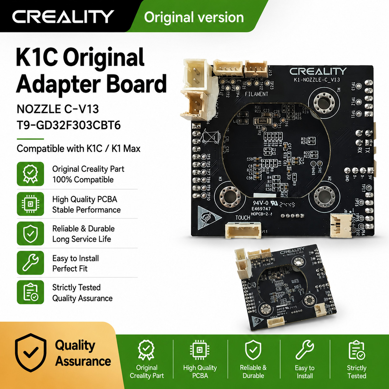 Creality K1C Original PCBA K1 Max T9 GD32F303CBT6 NOZZLE-C-V13 Adapter Board New