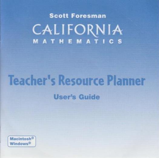 Scott Foresman California Mathematics: Teacher's Resource Planner Grade K PC CD