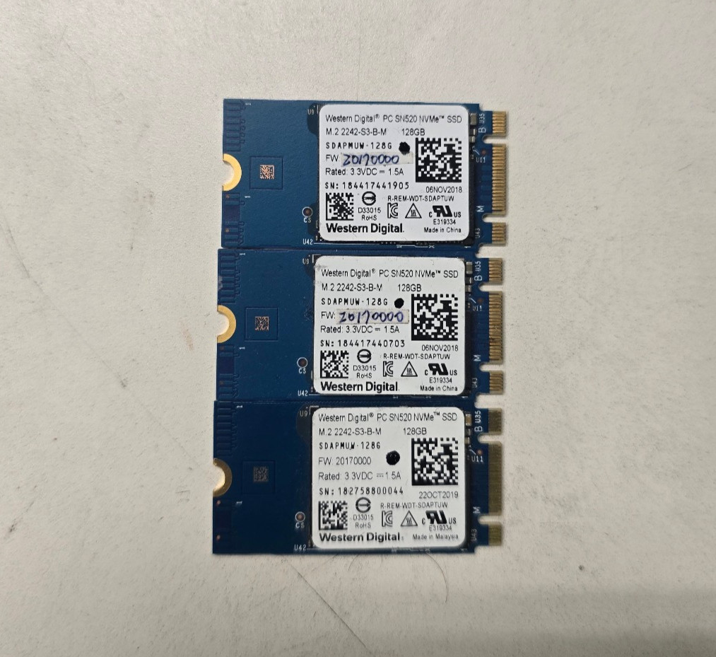 Western Digital SN520 NVMe 128GB M.2 2242 SSD Lot 3