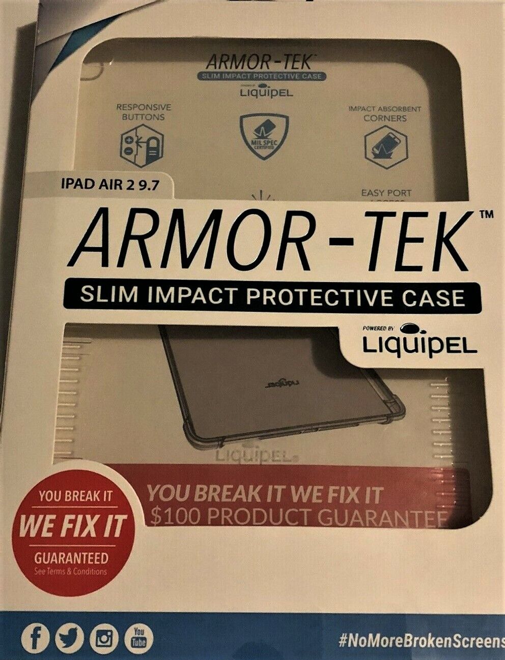 Armor-Tek Slim Impact Protective Clear Case for Ipad Air 2 9.7 New in Box