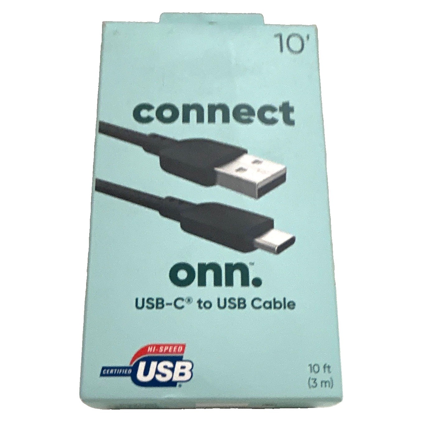 onn. Hi-Speed USB-C Male to USB-A Male USB Cable, 10 ft (3 m), Blue