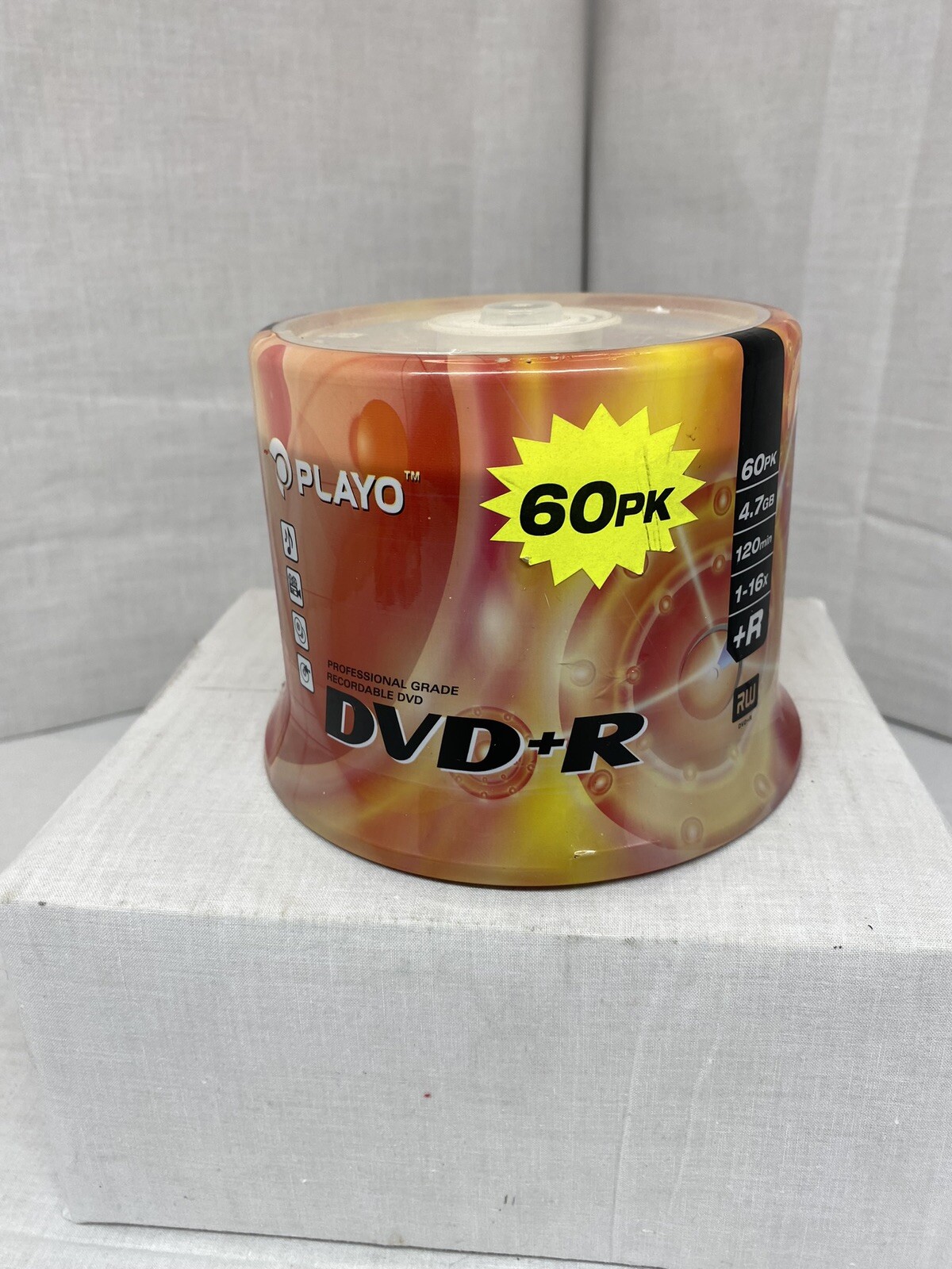 NEW Playo Blank DVD+R 4.7GB 120min 60 Pack Spindle DVD Recordable Discs 1-16x +R