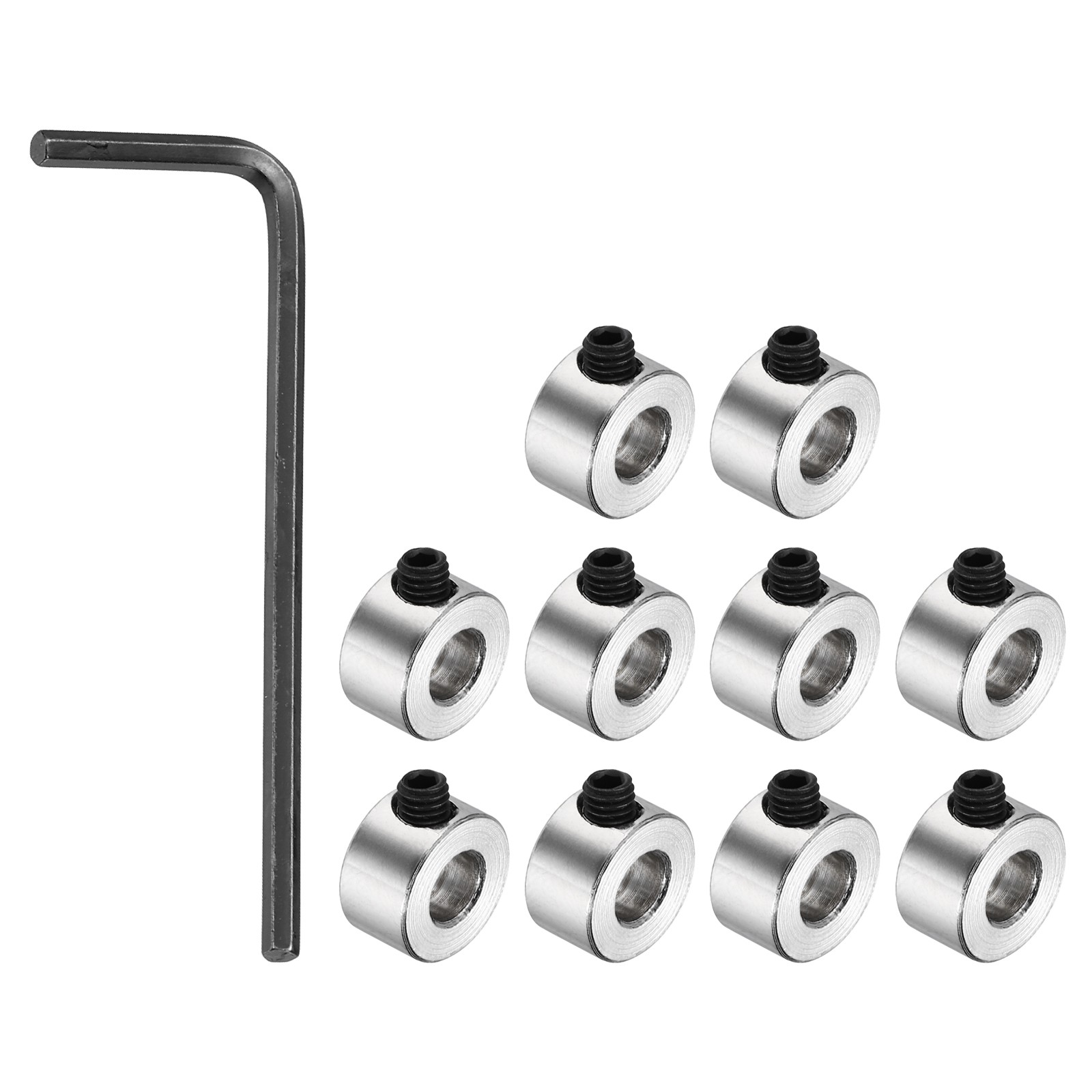 10Pack Shaft Lock Collar 4.05mm Bore 9mm OD 5mm H Collar Set, Silver