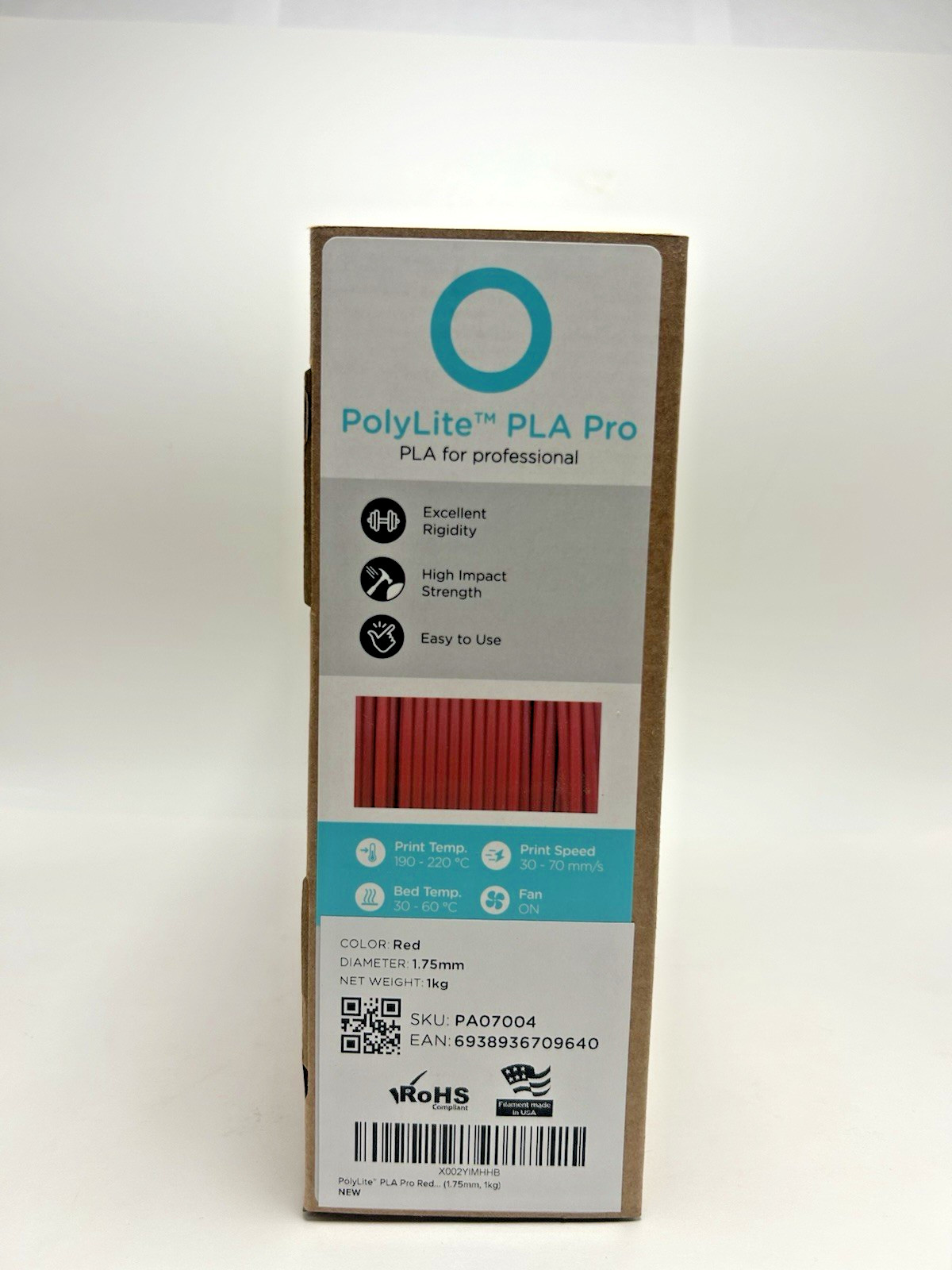 New - Polymaker PA07004 Red  1.75mm 3D Printing Filament PolyLite PLA Pro 1kg