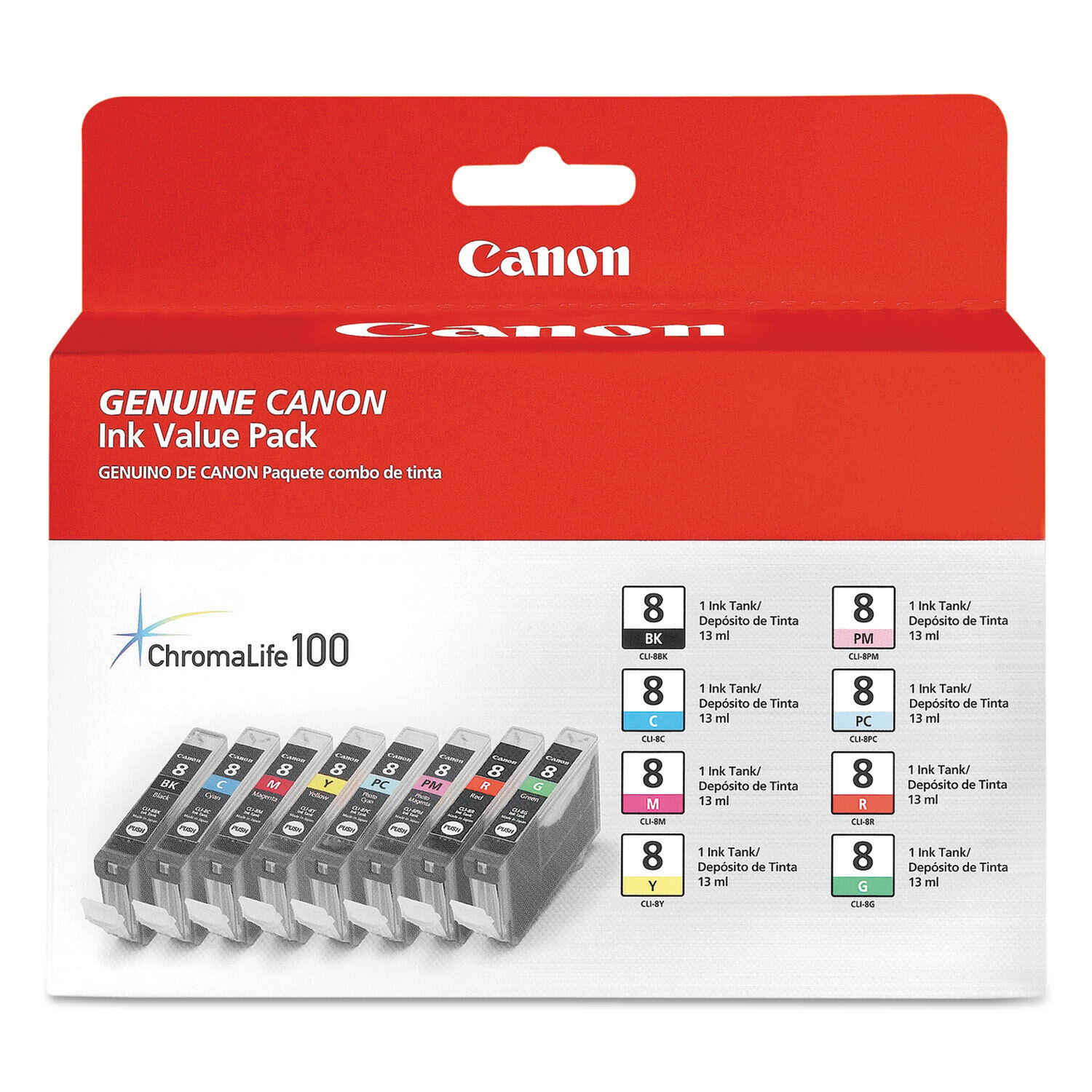 Canon 0620B015 (CLI-8) ChromaLife100+ Ink Assorted 8/PK