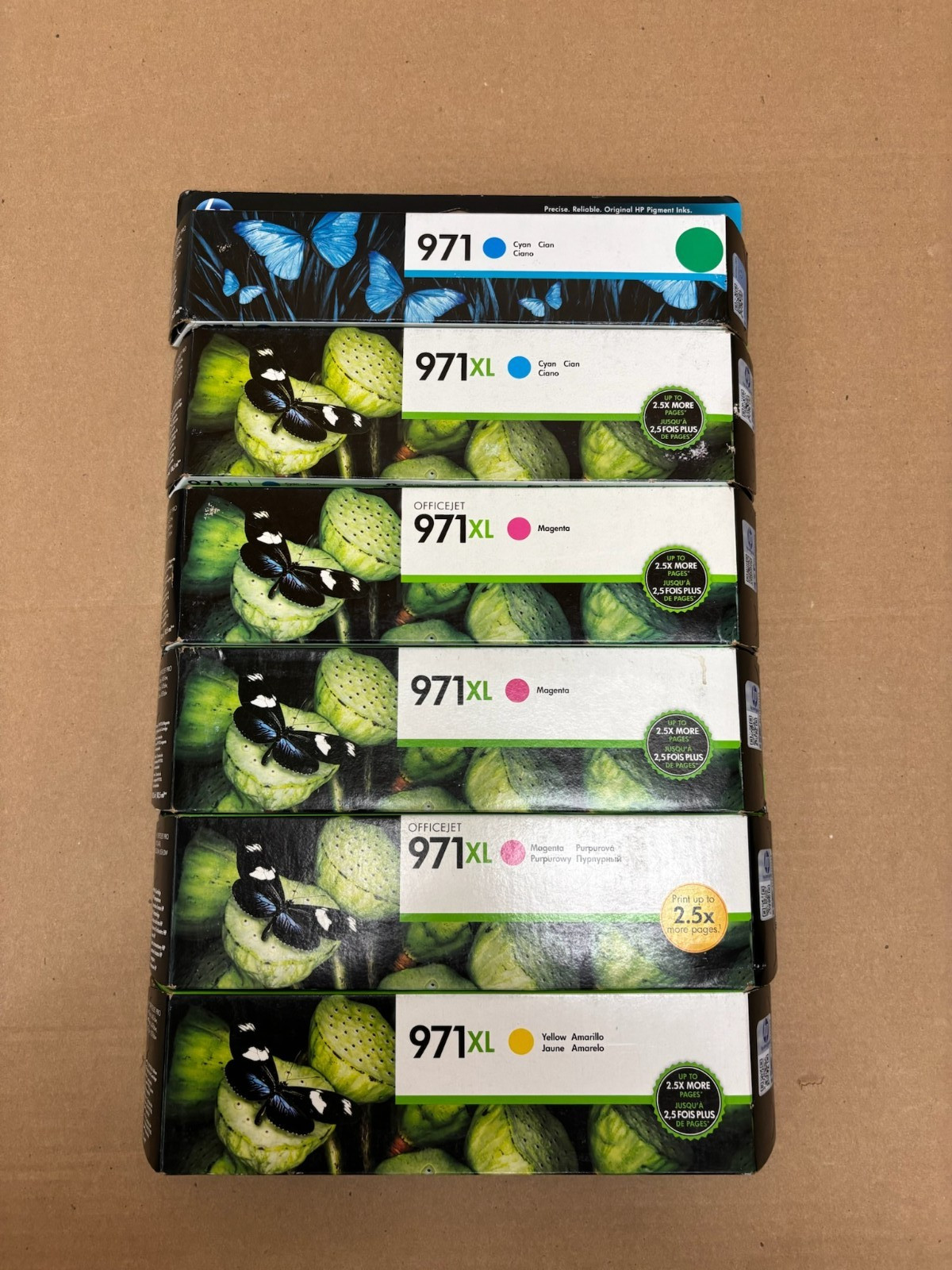 6 Genuine HP 971XL  X451, X476, X551 CMY Ink CN622AM, CN626AM, CN627AM, CN628AM