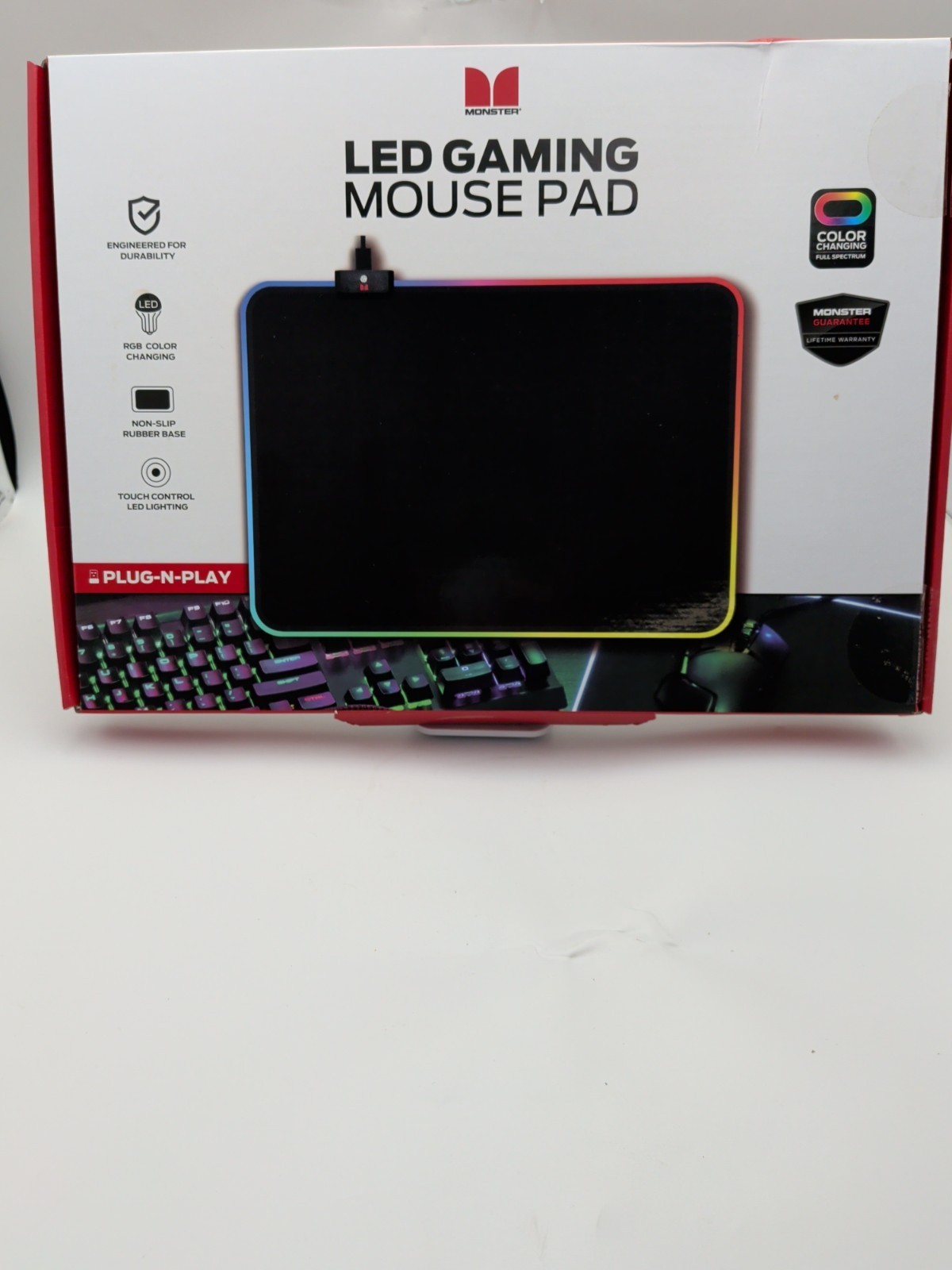 Monster Rogue LED Gaming Mousepad RGB Color Changing Large 14x10